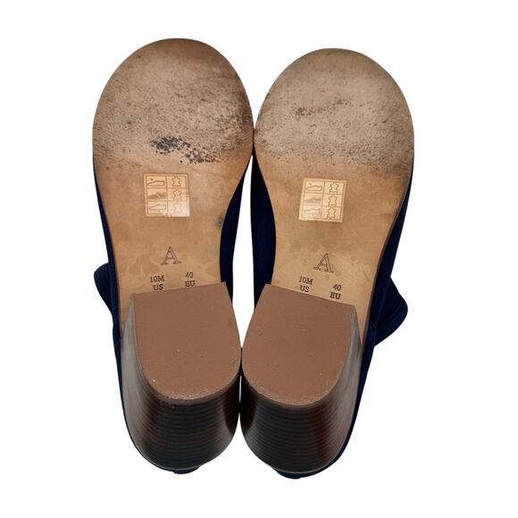 Anthropologie Blue Suede Perforated Side Cutout Ankle Booties Women's Size 10 - Picture 9 of 10